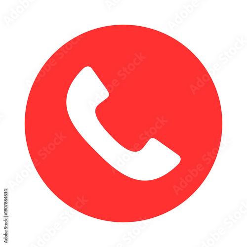 A red phone icon isolated on transparent background