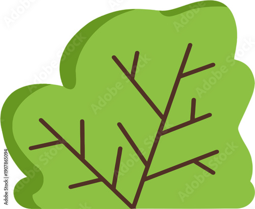 Simple green bushes illustration isolated on transparent background, flat nature design element