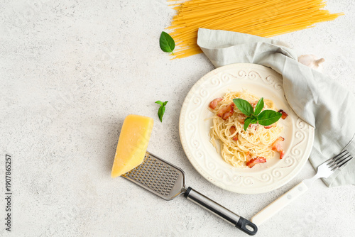 Plate with tasty pasta carb...