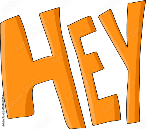 Minimalist HEY word art illustration