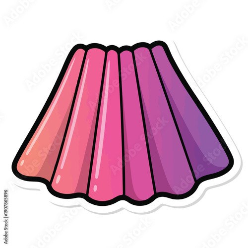 A colorful, cartoon-style illustration of a shell with pink and purple hues