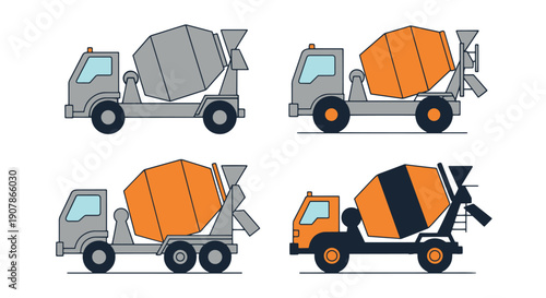 Concrete Mixer Line color filled modern design