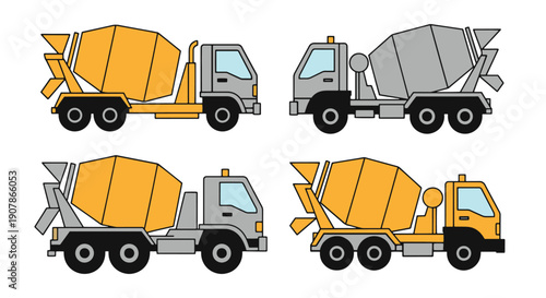 Concrete Mixer Line graphic art