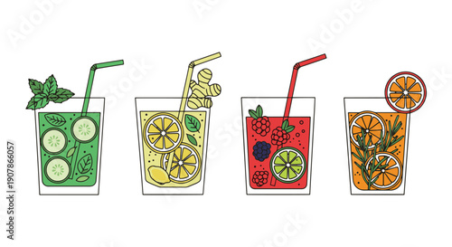 Detox Water Line art high quality