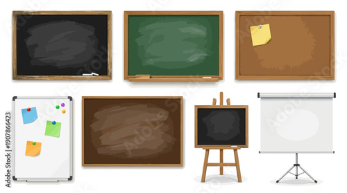 Assorted presentation and writing surfaces with various textures and features.
