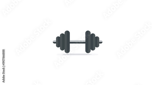 Flat vector illustration of a dumbbell with gray plates on a white background, minimal design