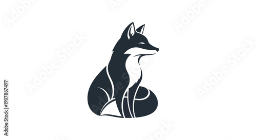 Stylized fox silhouette on white background