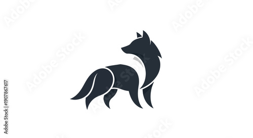 Stylized fox silhouette on white background