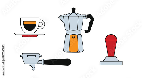Espresso Line art color filled modern design