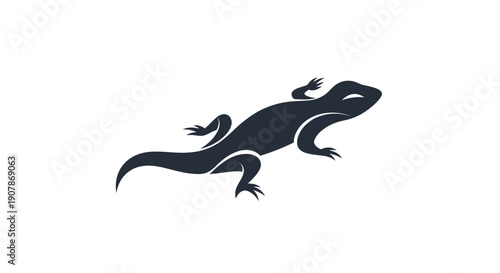 Stylized lizard silhouette on white background