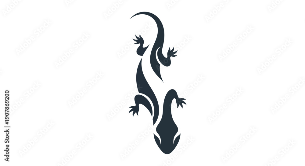 Obraz premium Stylized lizard silhouette on white background