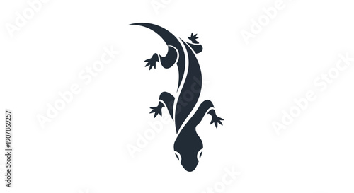Stylized lizard silhouette on white background