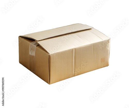 Closed Cardboard Box Isolated on White Background
