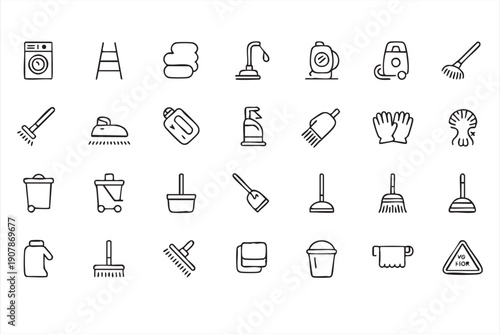 Cleaning equipment and sanitation symbols