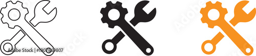 Modern vector graphic of crossed wrench and gear symbols, ideal for web settings, maintenance, repair, and configuration interface designs