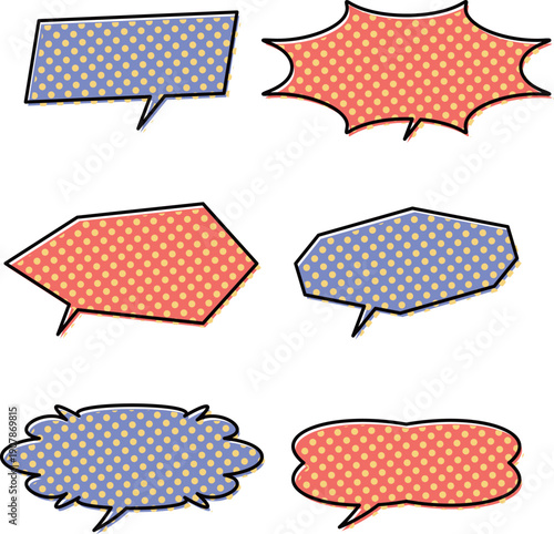 レトロポップなドット柄の吹き出しセット