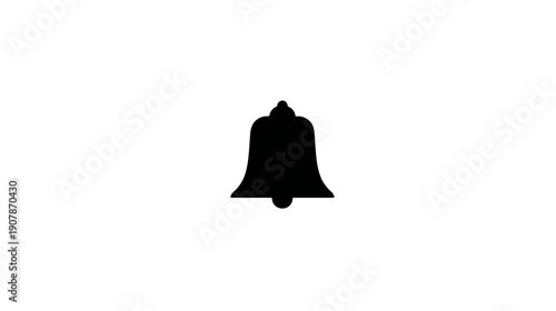 A monochrome illustration of a bell shape on a white background, centered