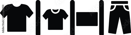 silhouette icons clothing items t-shirt pants vector design