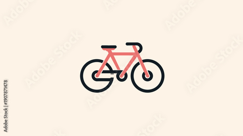 A simple, minimalist illustration of a bicycle with a pink frame and black wheels and accents
