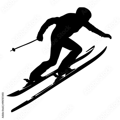 skier on a ski slope , vector illustration of a ski , silhouette of a ski 