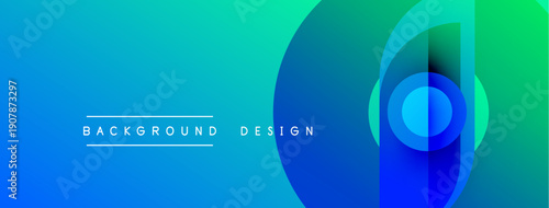 Abstract gradient background. Blue, green hues blend smoothly. Circular shapes overlap creating dynamic visual effect. Text reads background design.