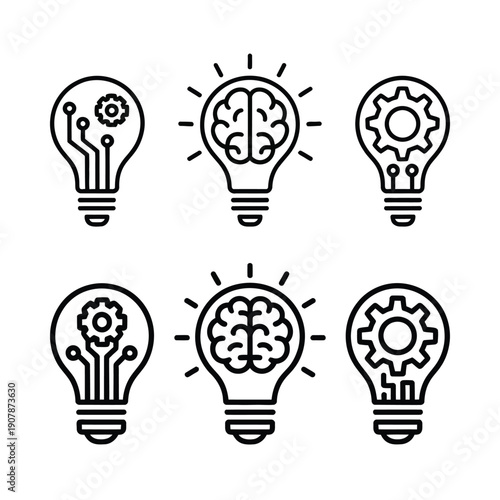 A bright vector icon of a glass light bulb symbolizes a creative business idea and innovative energy concept through a modern lamp design