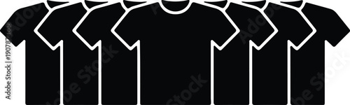 silhouette of multiple t shirts in a row vector design