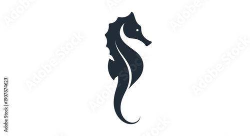 Stylized seahorse silhouette on white