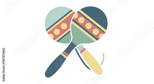 Colorful Maracas Percussion Instruments, Musical Rhythm, Festive Celebration, Isolated