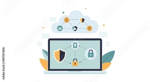 Cloud Security Network Protection Laptop Data Privacy Cyber Security Concept