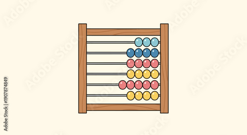 Colorful Abacus with Beads on Wooden Frame - Educational Tool for Counting and Math