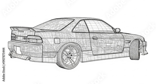 Detailed Sketch of a Sports Car.
