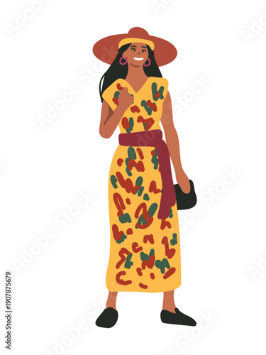 happy african american woman wearing stylish hat