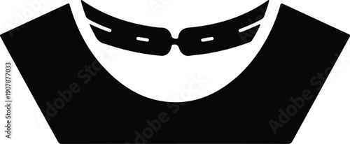 silhouette stylized character face with goggles and cape vector design
