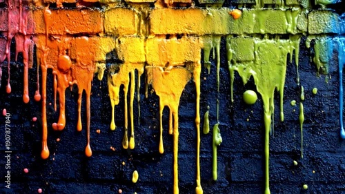 Wallpaper Mural 壁から流れ落ちるカラフルインク Torontodigital.ca