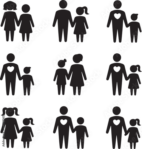 Family icon set isolated on white background. Vector