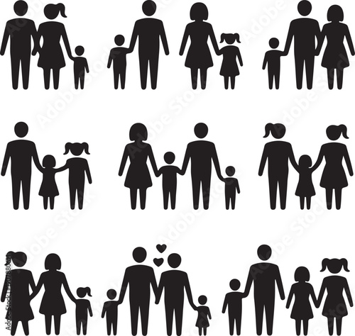 Family icon set isolated on white background. Vector