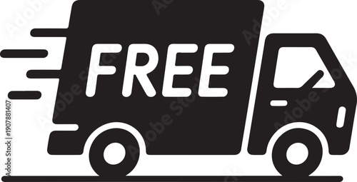 Fast & free shipping delivery truck flat icon for apps and websites