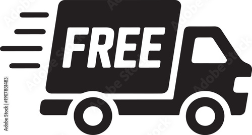 Fast & free shipping delivery truck flat icon for apps and websites