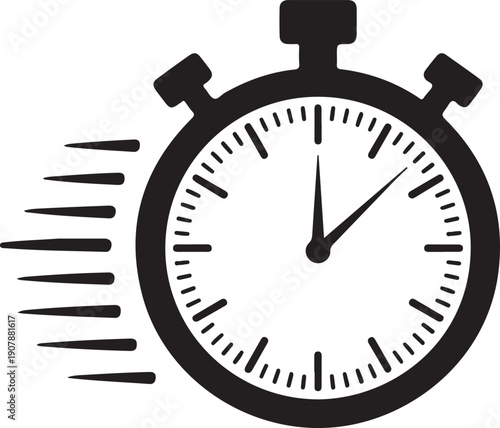 Fast delivery icon with timer. Fast stopwatch line icon. Fast delivery shipping service sign. Speed clock symbol urgency, deadline, time management, competition sign