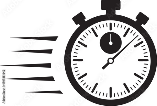 Fast delivery icon with timer. Fast stopwatch line icon. Fast delivery shipping service sign. Speed clock symbol urgency, deadline, time management, competition sign