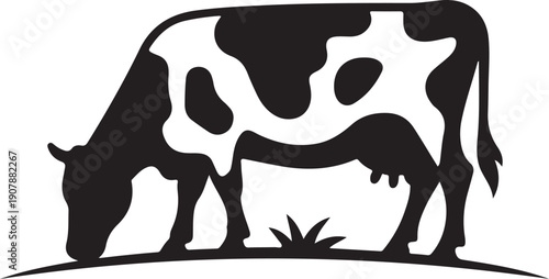 feeding cow stylized vector silhouette