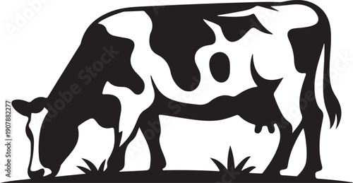 feeding cow stylized vector silhouette