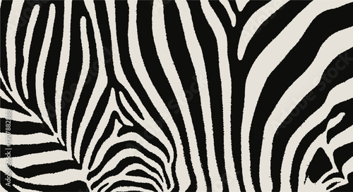 Close-up view of a zebra's distinctive black and white striped fur pattern, showcasing the natural beauty of its unique coat.