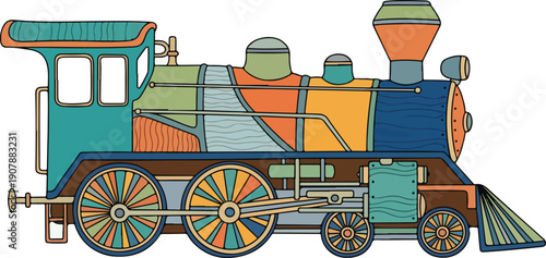 Vintage steam train locomotive vector illustration 