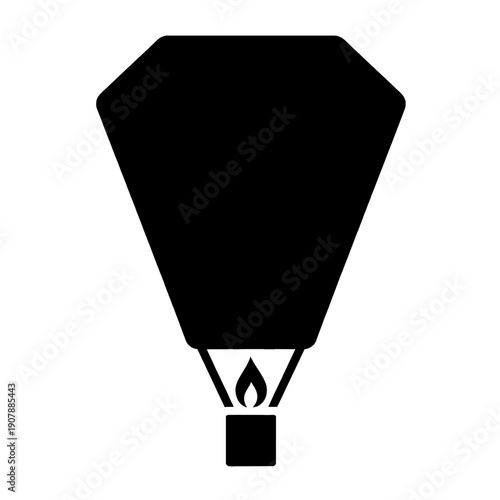 Geometric sky lantern icon vector, black and white minimalist silhouette for wish and festival concept