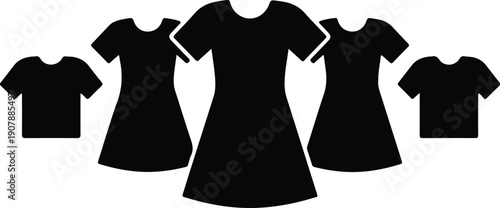 silhouette collection of women dresses and t-shirts fashion apparel vector design