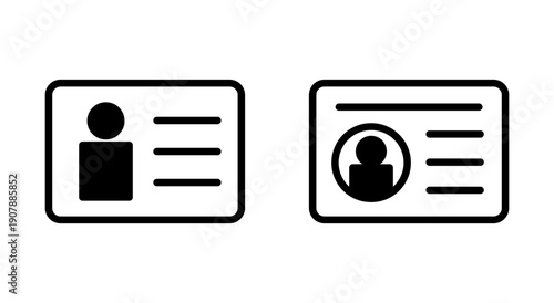 License icon symbol for apps and websites. ID card icon. driver license, staff identification card