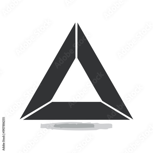 Abstract triangle background featuring a 3d geometric pyramid vector illustration with a yellow glass prism icon and business logo symbol on a paper texture