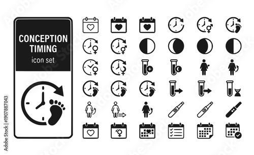Ovulation Prediction LH-Surge Ovulation-Test Peak-Fertility Ovulation-Window Fertility-Forecast Ovulation-Forecast Vector Icon Set - Ovulation Track